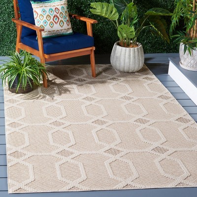 Ivory Rectangular Stain-Resistant Synthetic Area Rug