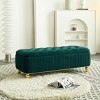 Square Storage Ottoman Bench,Upholstered Velvet Fabric Ottoman Stool Seat With Safety Hinge,Gold Decoration Strip,Ottoman Stool Seat-Cuddlewood - 3 of 4