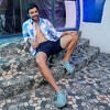 Campus Sutra Men Men's Sky Blue & Ivory White Marble Shirt - 3 of 3