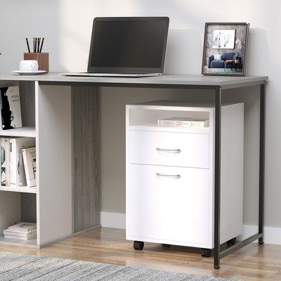 White Mobile Storage Cabinet with 2 Drawers and Castors