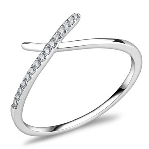 Slickblue Polished Stainless Steel CZ Cross Ring - Clear Stone, Midi Style, Stackable Design, No Plating, Sizes 5-10 - 1 of 4