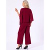 INSPIRE CHIC Women's Chiffon Sleeve Top Wide Legs Pants 2 Pieces Sets - 4 of 4