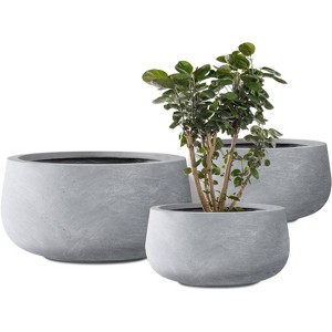 Rosemead Home & Garden Inc. 3pc 20" Round Concrete Indoor & Outdoor Planter Slate Gray - 1 of 3
