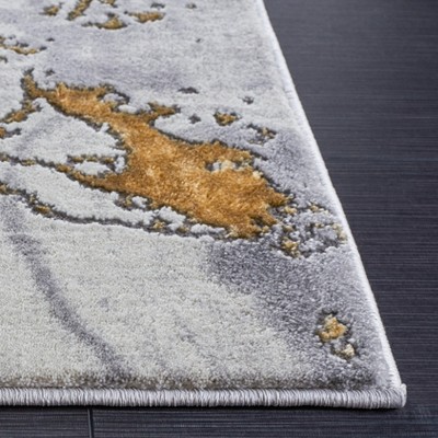 Craft Grey and Gold Abstract Synthetic Area Rug, 5'3" x 7'6"