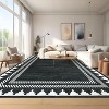Coucheta Modern Washable Area Rug, Neutral Geometric Border Low Pile Rug, Non-Slip & Non-Shedding Carpet for Living&Dining Room, Hallway&Bedroom - 2 of 4