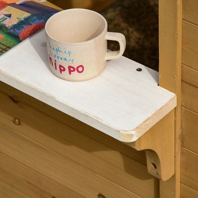 Natural Fir Wood Outdoor Playhouse with Working Doors and Windows