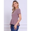 INSPIRE CHIC Women's Short Sleeve Round Neck Stretch Business Classic Peplum Top - 4 of 4