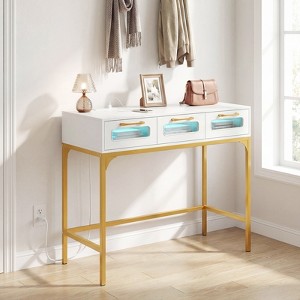 Costway Console Table with LED Lighting & Charging Station