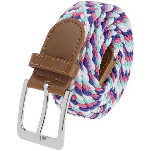 INSPIRE CHIC Gender Neutral Braided Stretch Multicolored Elastic Woven Golf Jean Belts Waistband 1Pc - 1 of 4