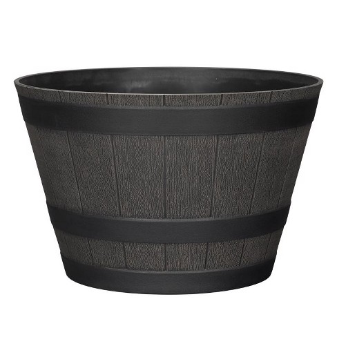 L&G Solutions 9 in. H X 14 in. D Wood-Resin Whiskey Barrel Planter Brown - image 1 of 1