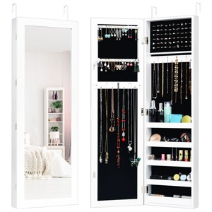 Costway Door Mounted Mirrored Jewelry Cabinet Storage Organizer - 1 of 4