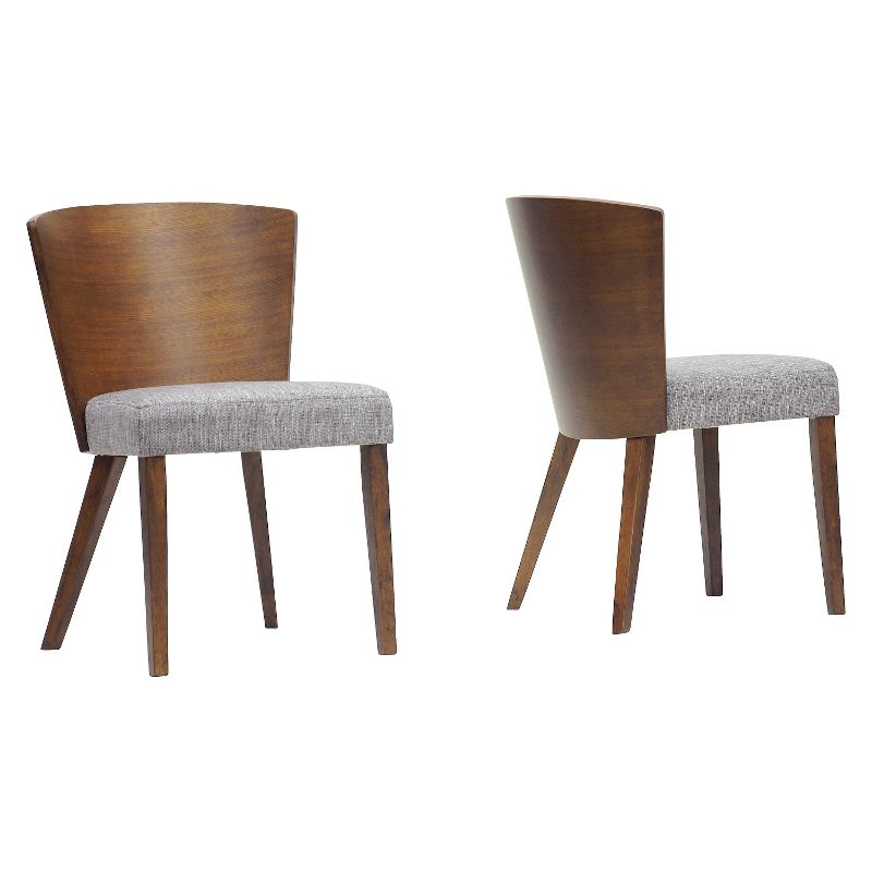 Set of 2 Sparrow Wood Modern Dining Chair Brown/Gravel - Baxton Studio: Upholstered, Walnut Finish, Foam Cushion, 1 of 4