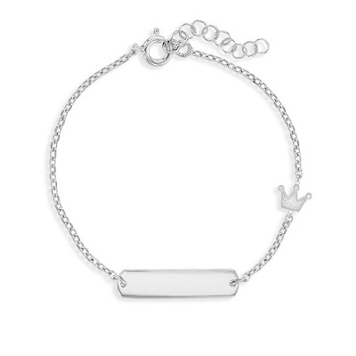 Girls' Crown Tag Id Bracelet Sterling Silver - In Season Jewelry