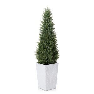 DR.Planzen 4-5FT Artificial Cedar Tree - Faux Indoor/Outdoor Floor Plant with 16" Plastic Planter (3 Color Options) - 1 of 4
