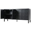 Modern Black Accent Cabinet – Wooden Storage Sideboard with Unique Geometric Circle Doors, Coffee Bar Cabinet for Entryway, Living Room & Home Office - 2 of 4