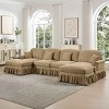 Mid-Century U-Shape Sectional Sofa with Ottomans, 4-Seat Sofa with Flared Arms and Removable Skirts, Chenille Couch with Cushion-Coolbibila - 2 of 4