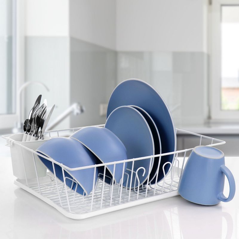 MegaChef 17.5 Inch Single Level Dish Rack with 14 Plate Positioners and a Detachable Utensil Holder, 5 of 6