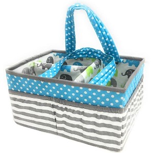 Bacati - Elephants Aqua/Lime/Gray Storage Caddy - 1 of 4