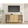 TV Stand for TVs up to 70'', Mid Century Modern Entertainment Center with 2 Rattan Doors & 4 Open Shelves, Boho Media TV Console for Living Room - 4 of 4
