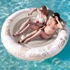 Sloosh Inflatable Suntanning Float Bed with Pillow, Printed Leaves Suntan Tub Floatie Raft Tanning Pool for Adult - 2 of 4