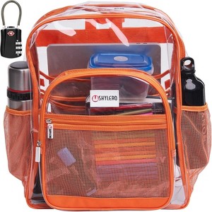 Heavy Duty Clear Backpack with TSA Lock & 2-Way Zipper, PVC Bookbag for Secure Travel & Events - 1 of 4