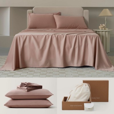 Cotton Tencel Sheet - Luxury Hotel Bedding Set, Soft, Cooling & Breathable for Hot Sleepers, Deep Pocket Up to 16 Inches
