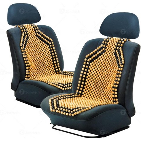 Zone Tech Set of 2 Premium Quality Double Strung Two Tone Wooden Beaded Ultra Comfort Massaging Car Seat Cushion