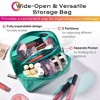 Byootique Portable Makeup Bag Zippered Water-resistant Organizer PVC Open Flat Travel Toiletry Organizer Travel Daily Use, Pink/ - 3 of 4