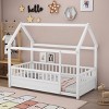 KTMBDW Twin/Full Size House Floor Bed,Wooden Montessori Bed with Fence and Roof for Kids,Twin/Full Bed Frame for Boys,Girls - 2 of 4