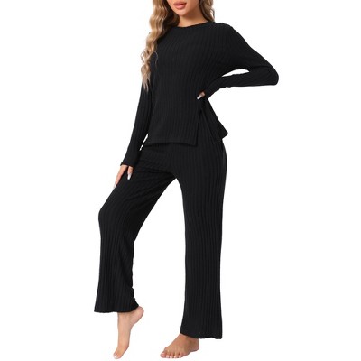 INSPIRE CHIC cheibear Women's Crewneck Soft Long Sleeve with Pocket Pajamas Set