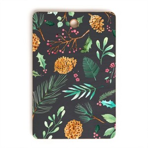 Ninola Design Christmas Botanical Charcoal Rectangular Cutting Board - Deny Designs - 1 of 3