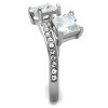 Slickblue Women’s Silver Ring, Two Square CZ Stones with Asymmetrical Top and Pave Band, Steel Finish, Size 5–10 - 4 of 4