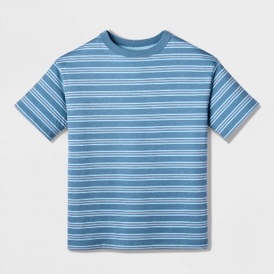 Детские футболки Cat & Jack Boys' Short Sleeve 100% Cotton Striped Relaxed Fit T-Shirt - Cat & Jack™ Steel Blue M — фото 2