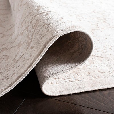 Cream Ivory Floral Hand-knotted Round Area Rug