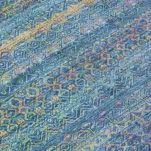 HomeRoots 10' X 14' Teal Blue And Copper Striped Washable Indoor Outdoor Area Rug - 1 of 4
