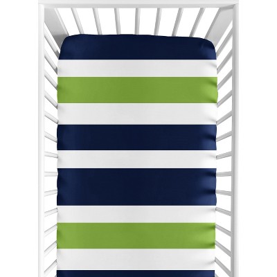 Image of Sweet Jojo Designs Boy, Girl, Unisex/Gender Neutral Baby Fitted Crib Sheet Stripe Blue and Green