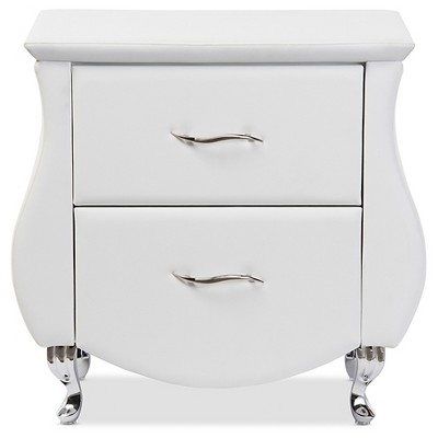 Erin Contemporary White Faux Leather 2-Drawer Nightstand