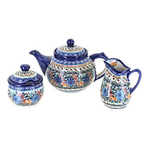 Blue Rose Polish Pottery 1700 Vena 3 Piece Tea Set - 1 of 1