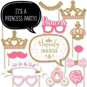 Big Dot of Happiness Little Princess Crown - Pink and Gold Princess Baby Shower or Birthday Party Photo Booth Props Kit - 20 Count - 1 of 4