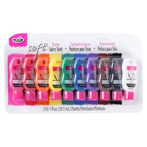 Tulip Color 10pk 1 fl oz Brush-On Fabric Paint Kit Rainbow: Water-Based Acrylic Craft Paint for Art & Stationery - 1 of 4
