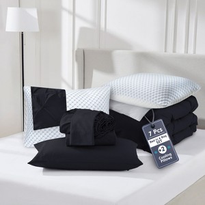 Nestl Comforter Set, 9 Piece Pinch Pleated Bedding Set, Bed in a Bag, All season Bed Set with Cooling Pillows - 1 of 4