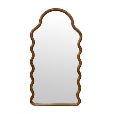 Vynxaria 30"x55" Arched Full-Length Wall Mirror - Elegant Wood Frame Dressing Mirror