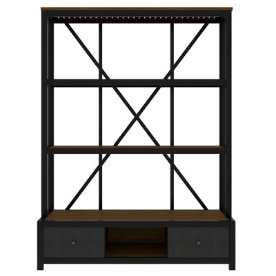 3-Shelf Metal Bookcase with Drawers for Home Office