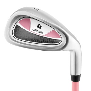 Ultimate 33" Junior #7 Iron for Kids with Fiberglass Shaft & Headcover Individual Gold Club Blue/Pink - 1 of 4