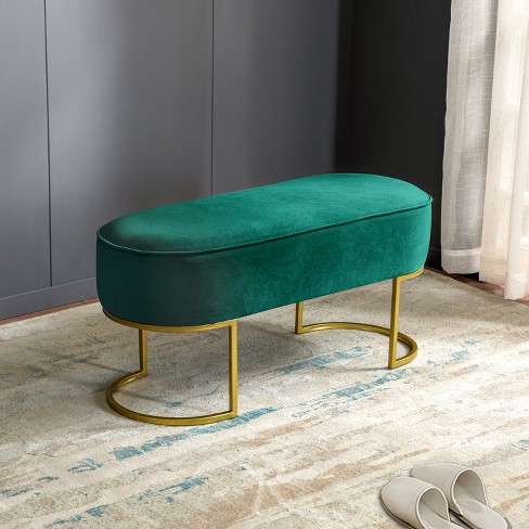 Carpia Velvet Bench With Horseshoe-shaped Metal Base | Artful Living  Design-green : Target