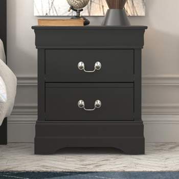 Galano Louis Philippe 2-Drawer Bedside Table Cabinet Nightstand w/Drawers Storage and (21.5 in. × 15.8 in. × 24 in.) in White, Black, Gray