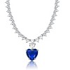 Guili Luxurious hear tennis necklace with stunning sapphire blue heart charm - Elegant sophisticated jewelry for a touch of glamour - 2 of 4