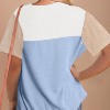 Women's Crew Neck Color Block T-Shirt Casual Short Sleeve Basic Top - 2 of 4