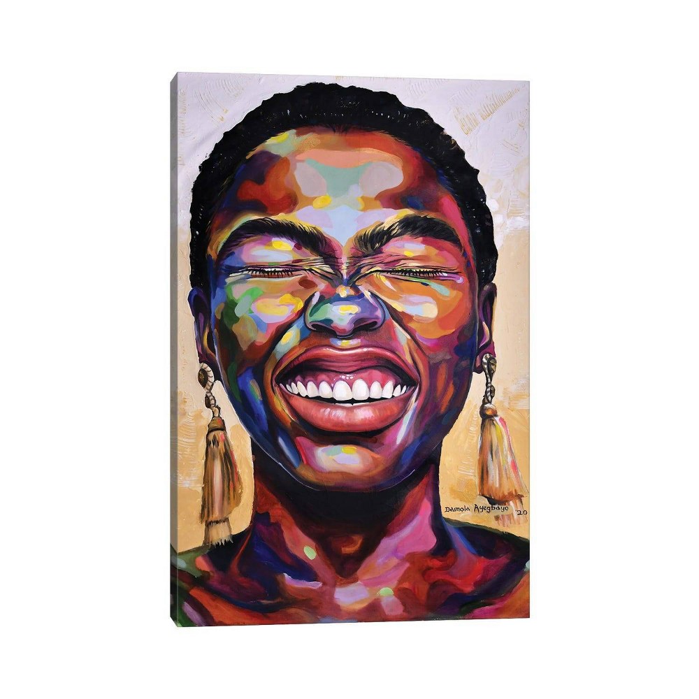 Photos - Other Decoration iCanvas 26" x 18" x 1.5" Celebrate Life II by Damola Ayegbayo Unframed Wall Canvas: Modern Style Mixed Media Portrait Art