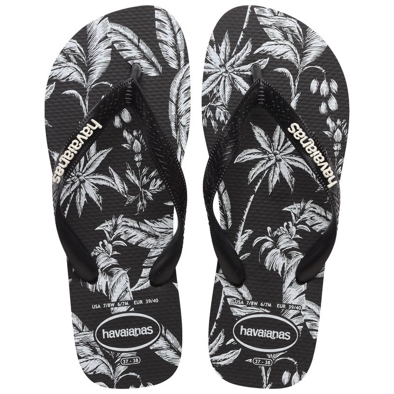 Havaianas Women's Logo Flip Sandals - Black/White Print 6